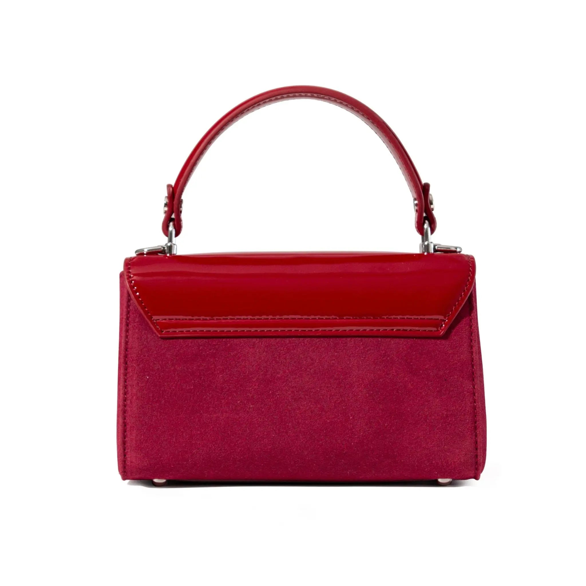 Red handbag suede details and quality of craftsmanship