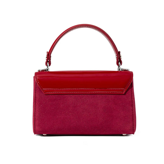 Red handbag suede details and quality of craftsmanship