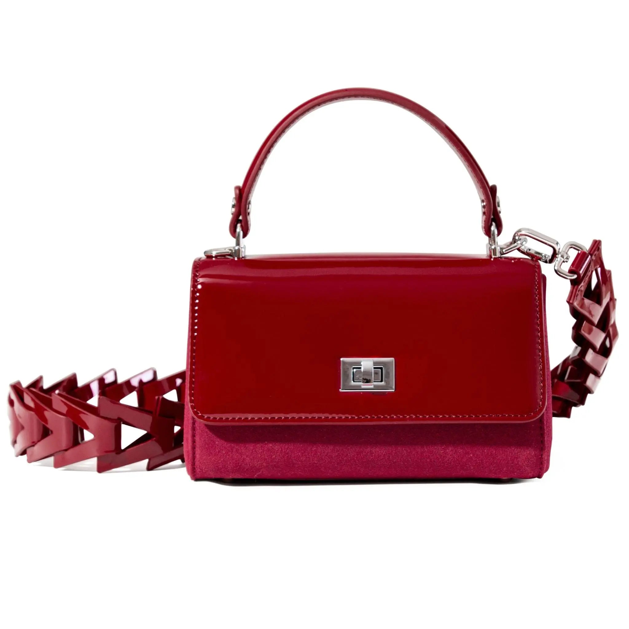Red suede and calfskin bag 