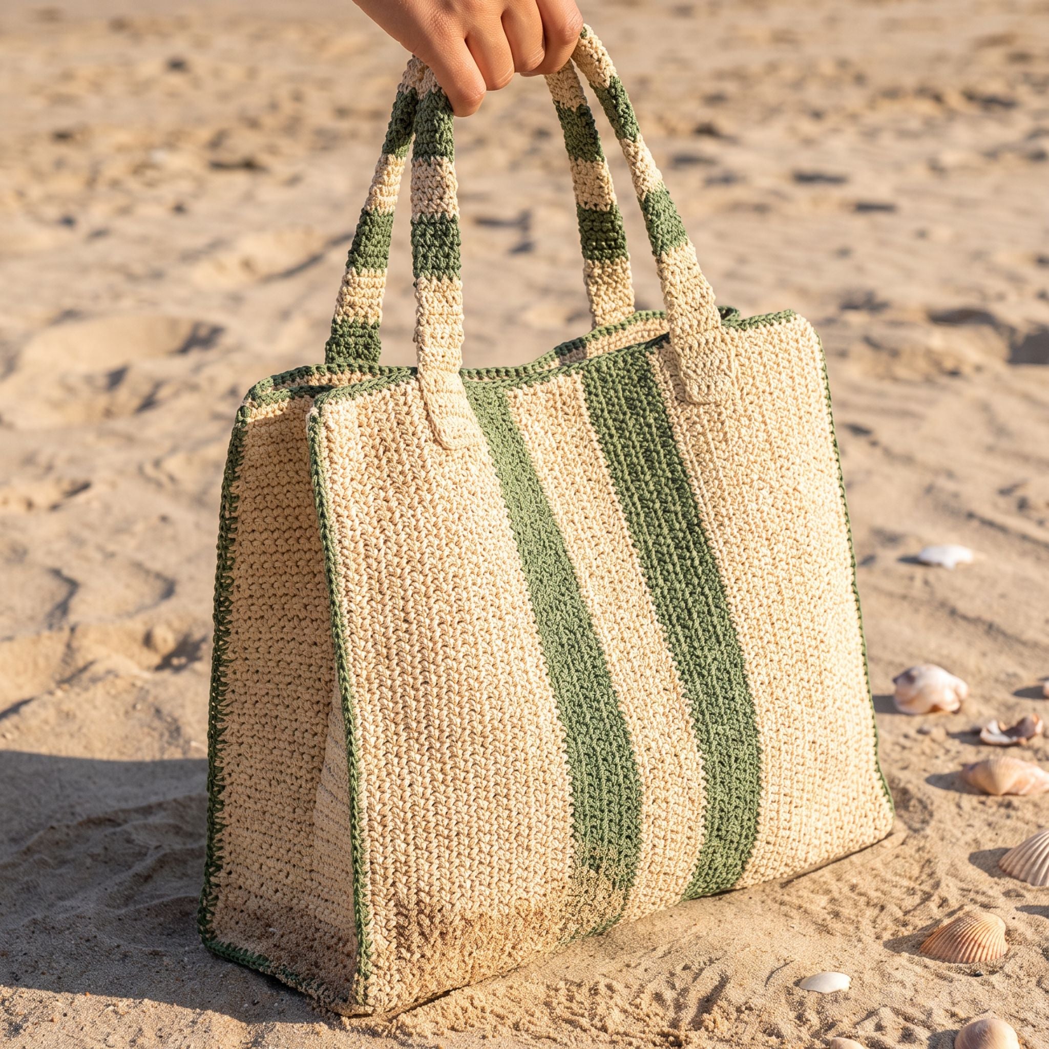 Riviera Stripe Bag – Sage