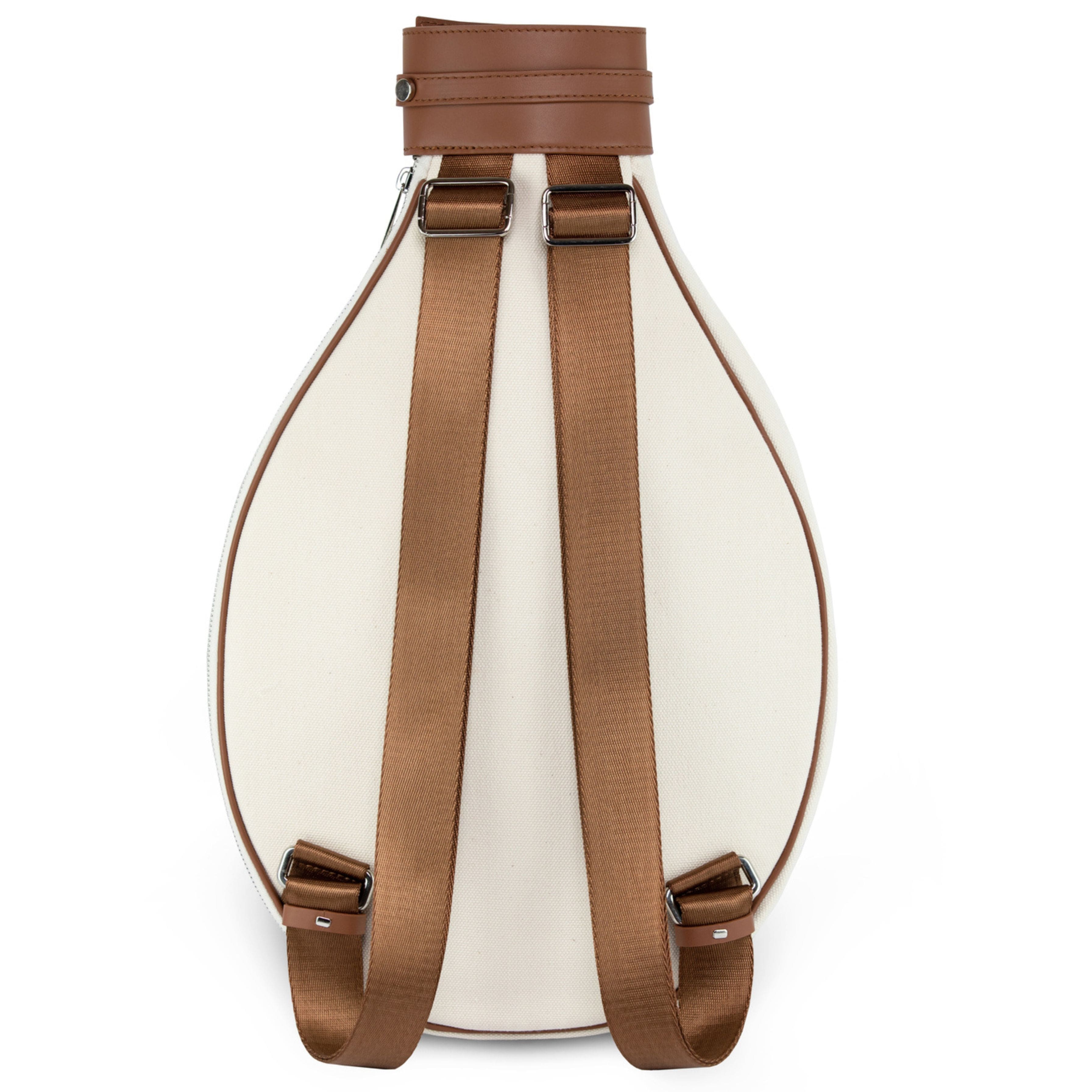Backpack with brown straps on a white background