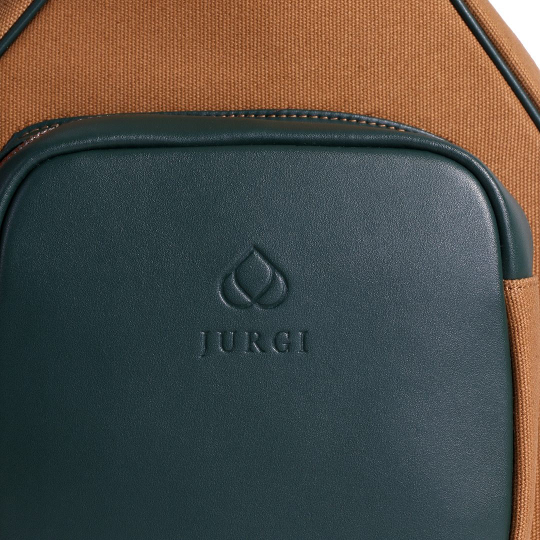 Brown and green padel bag with long adjustable strap