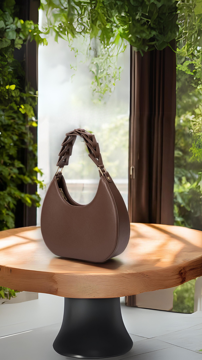 D Letter Bag in brown leather