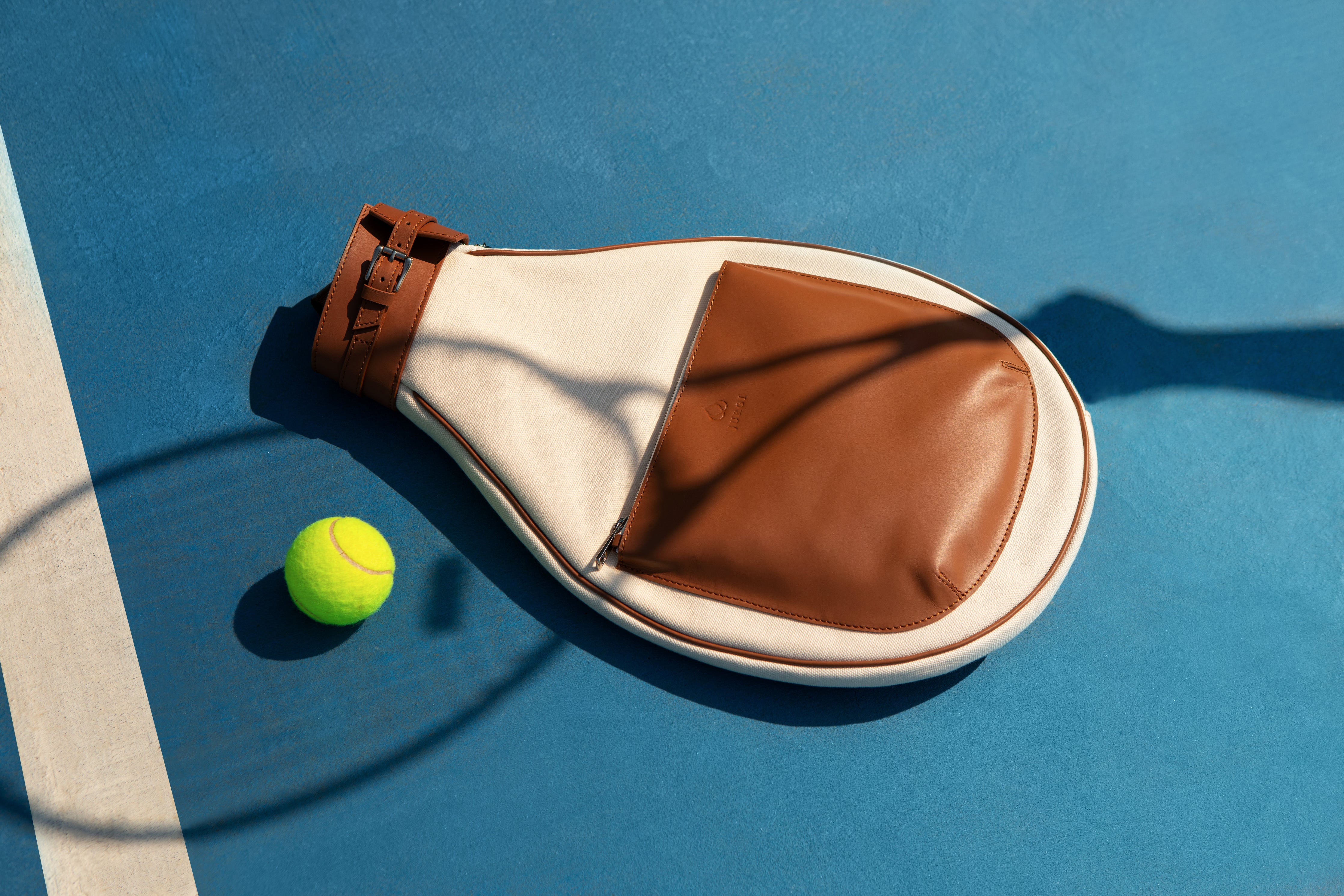 Canvas and calfskin tennis racket bag