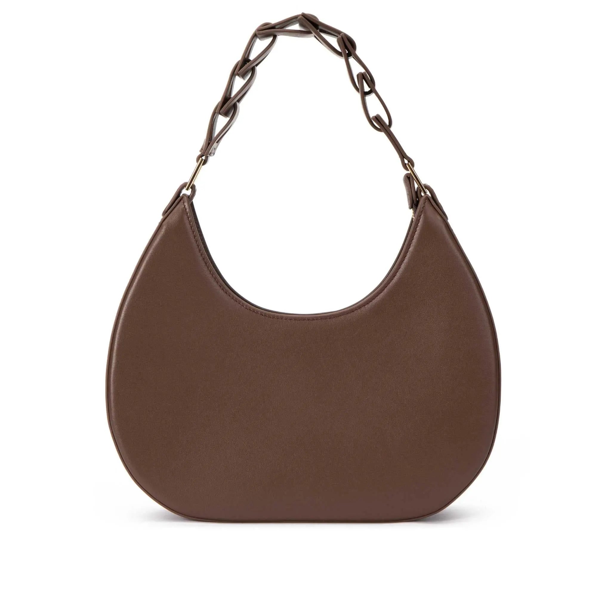 Elegant brown leather shoulder bag by JURGI with unique D-Letter design