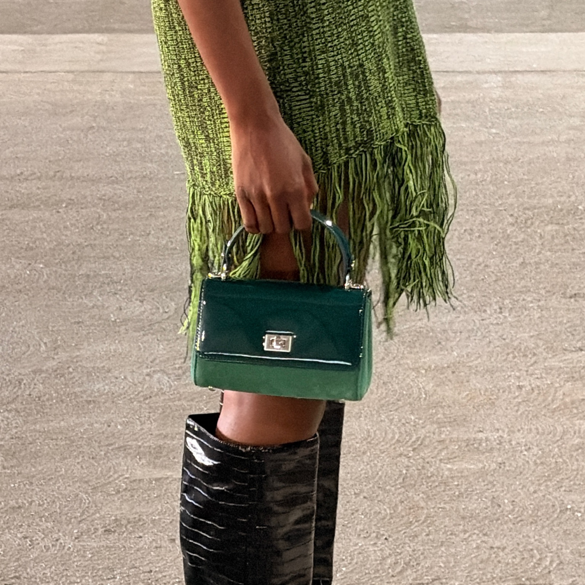 Lili Bag - Emerald Patent & Suede