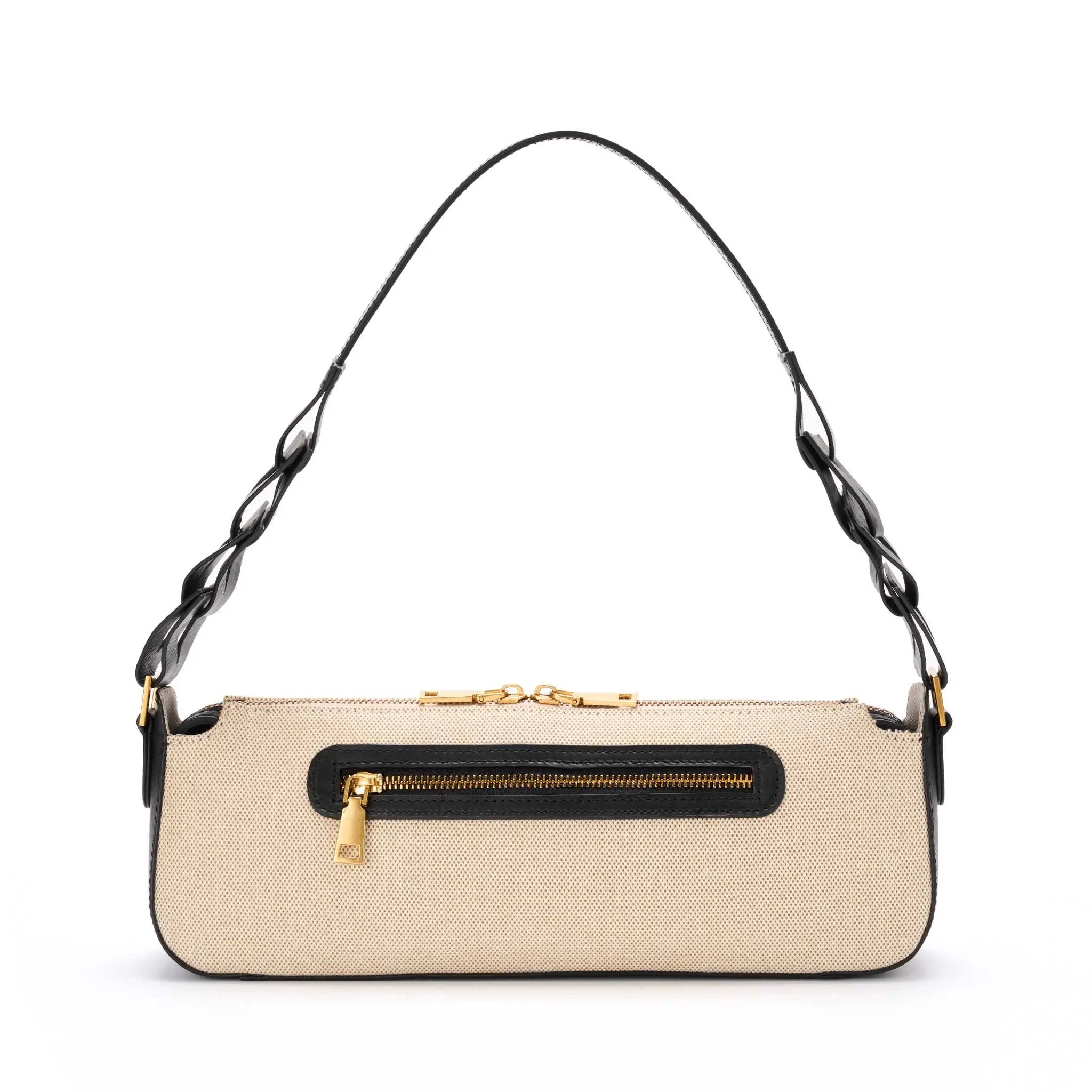 JURGI designer Mano bag in canvas with black leather accents